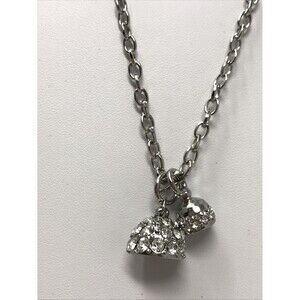 CHICO'S Necklace Clear Crystal Rhinestone Double Half Sphere Pendant SPARKLE